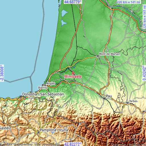 Topographic map of Mimbaste