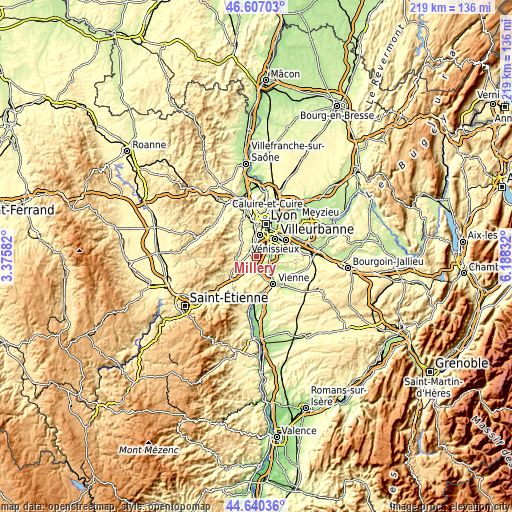 Topographic map of Millery