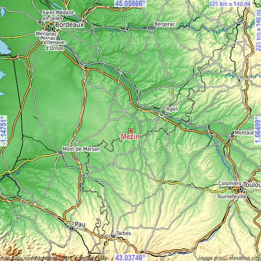 Topographic map of Mézin