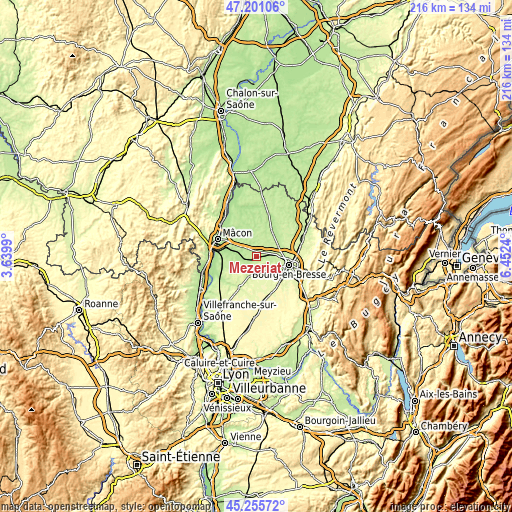 Topographic map of Mézériat