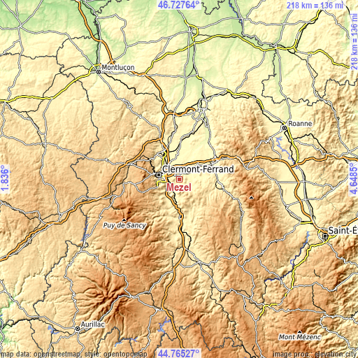 Topographic map of Mezel