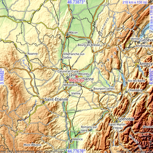 Topographic map of Meyzieu