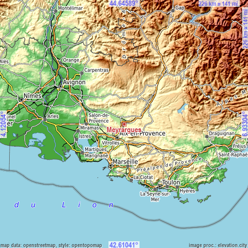 Topographic map of Meyrargues