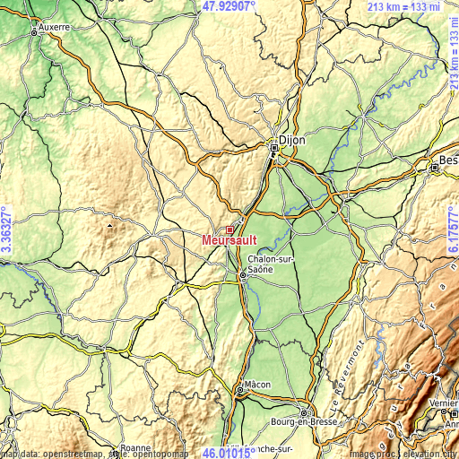 Topographic map of Meursault