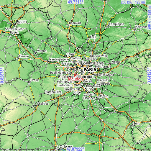 Topographic map of Meudon