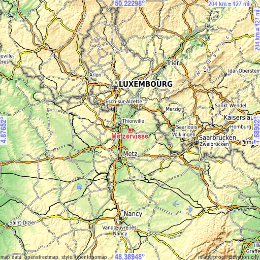 Topographic map of Metzervisse