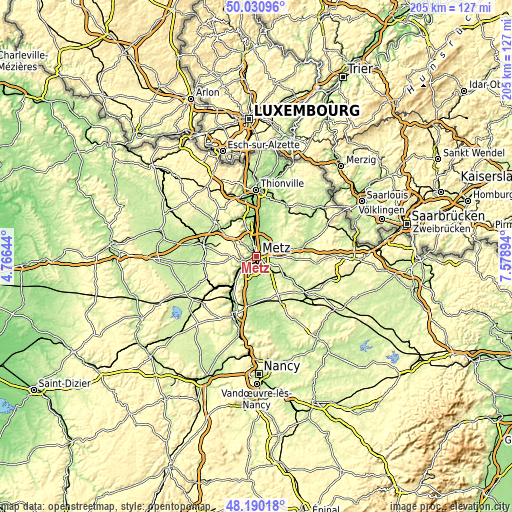 Topographic map of Metz