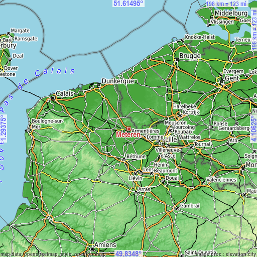 Topographic map of Méteren