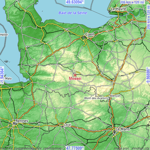 Topographic map of Messei