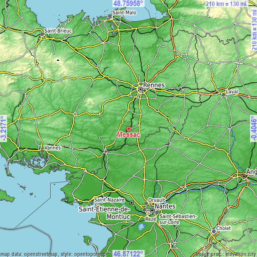 Topographic map of Messac