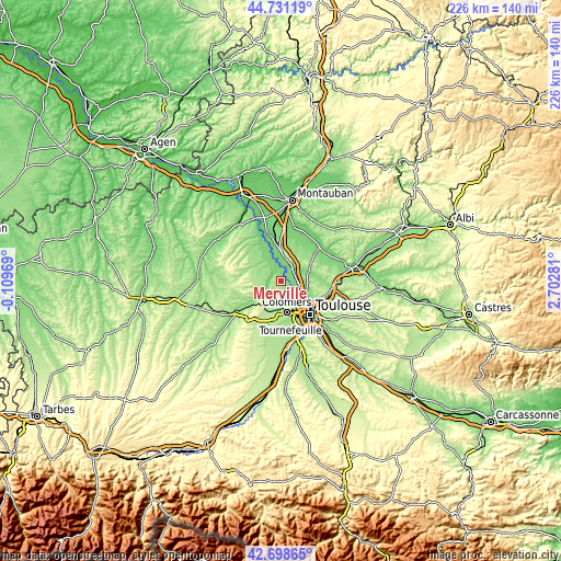 Topographic map of Merville