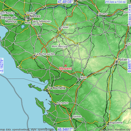 Topographic map of Mervent