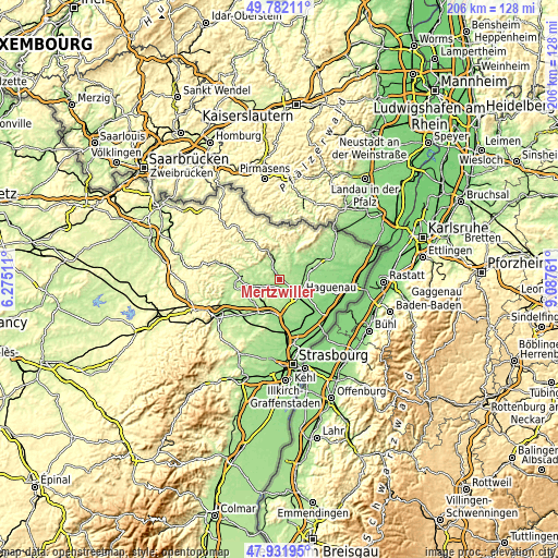 Topographic map of Mertzwiller