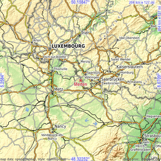 Topographic map of Merten