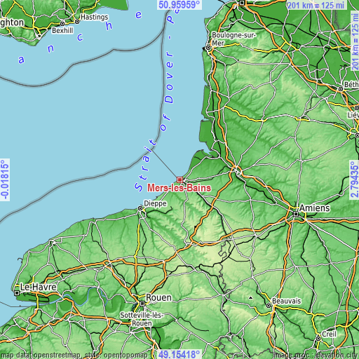 Topographic map of Mers-les-Bains