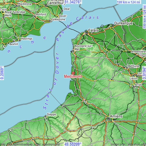 Topographic map of Merlimont