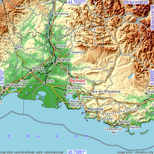 Topographic map of Mérindol