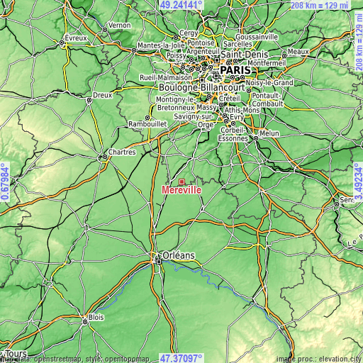 Topographic map of Méréville