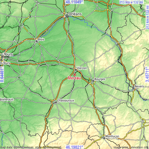 Topographic map of Méreau