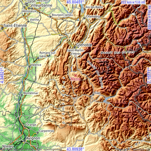 Topographic map of Mens