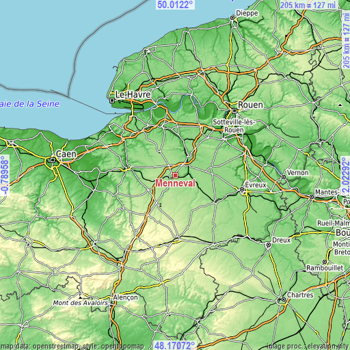 Topographic map of Menneval