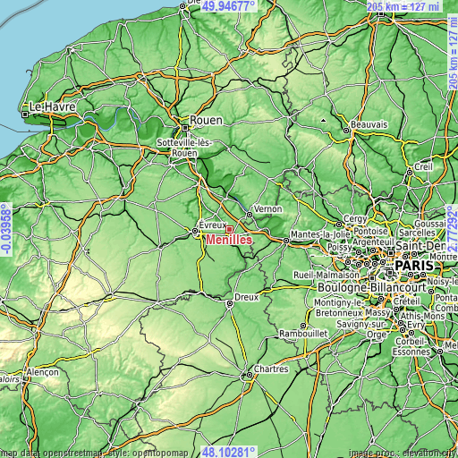 Topographic map of Ménilles