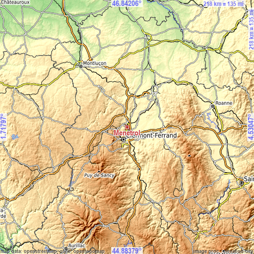 Topographic map of Ménétrol