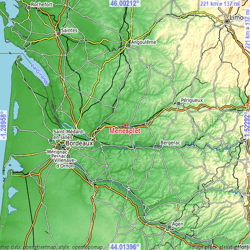 Topographic map of Ménesplet