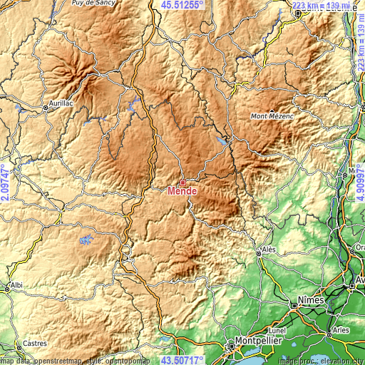 Topographic map of Mende