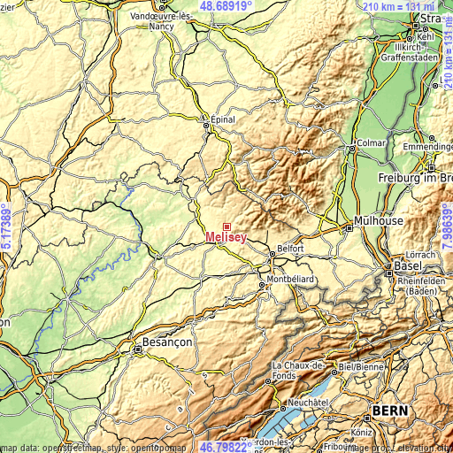 Topographic map of Mélisey