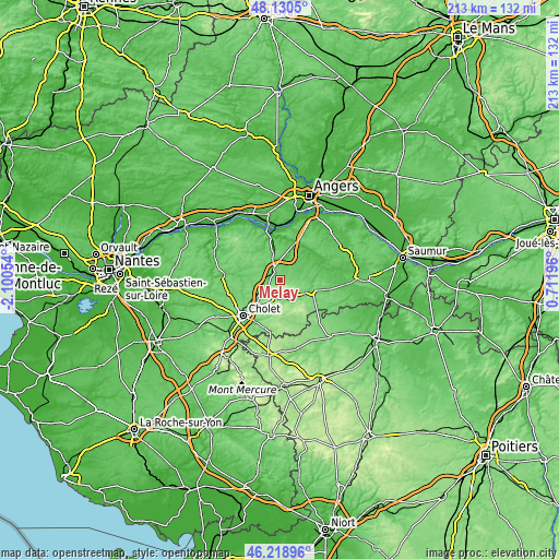 Topographic map of Melay