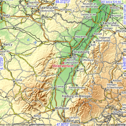 Topographic map of Meistratzheim