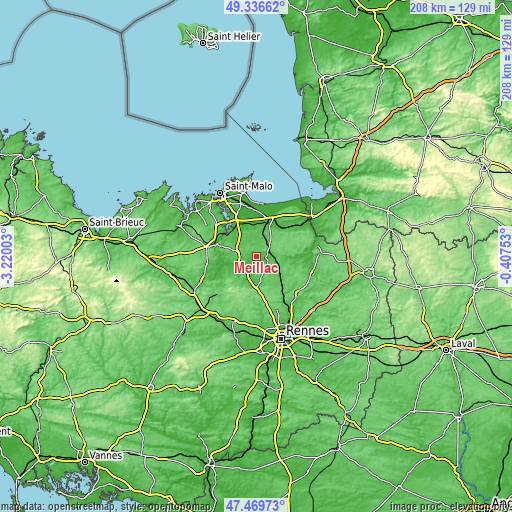 Topographic map of Meillac