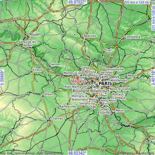 Topographic map of Médan