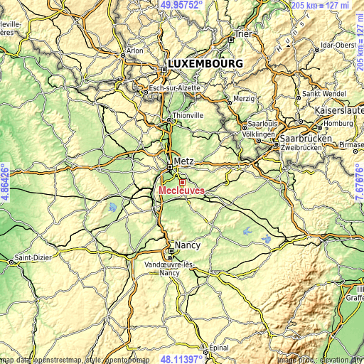 Topographic map of Mécleuves