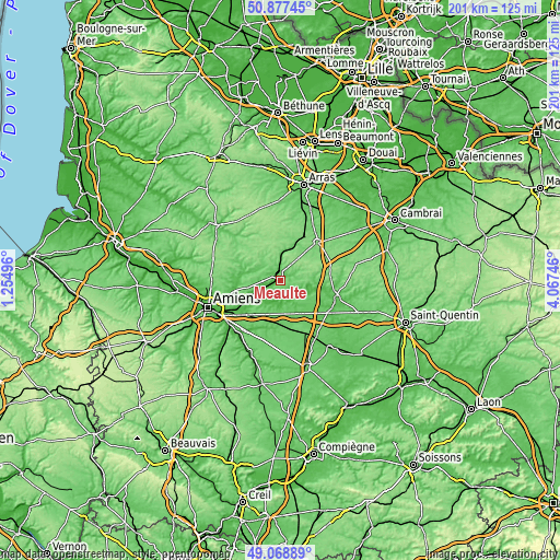 Topographic map of Méaulte