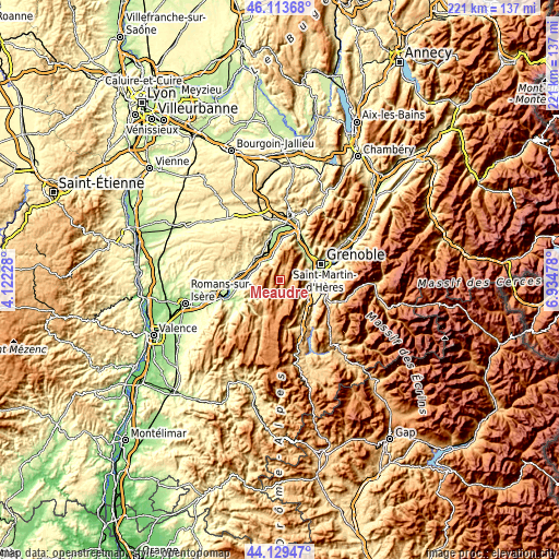 Topographic map of Méaudre