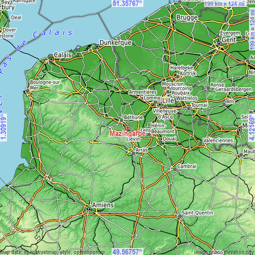 Topographic map of Mazingarbe