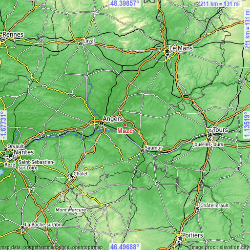 Topographic map of Mazé