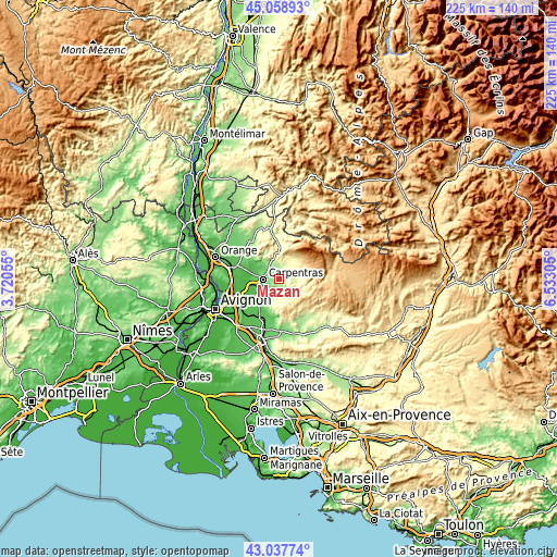 Topographic map of Mazan