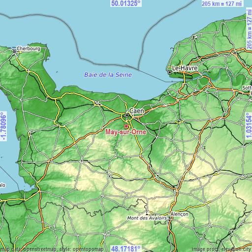 Topographic map of May-sur-Orne
