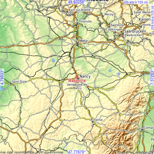 Topographic map of Maxéville