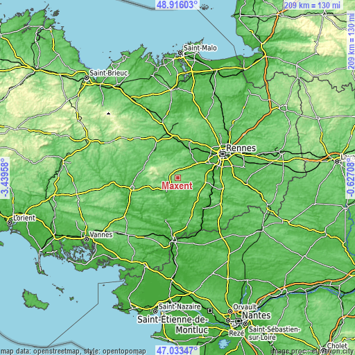 Topographic map of Maxent