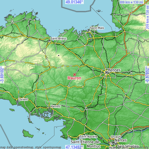 Topographic map of Mauron