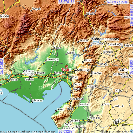 Topographic map of Tecirli