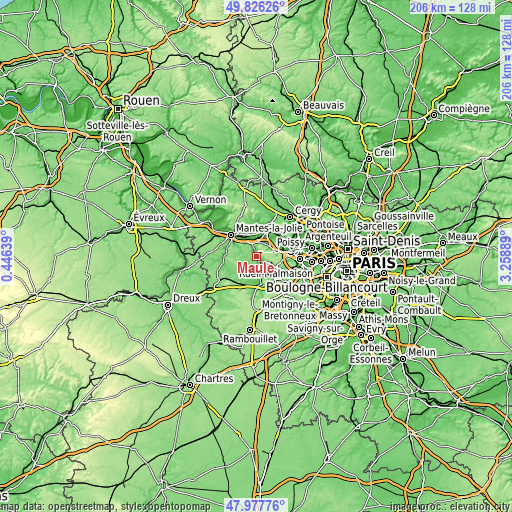 Topographic map of Maule