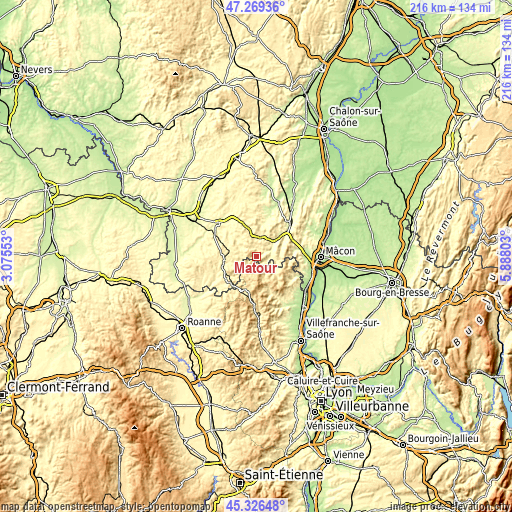 Topographic map of Matour