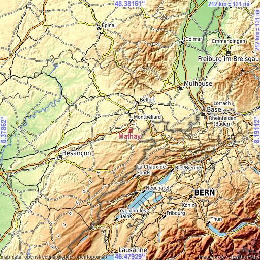 Topographic map of Mathay