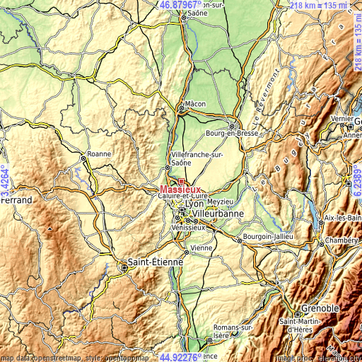 Topographic map of Massieux