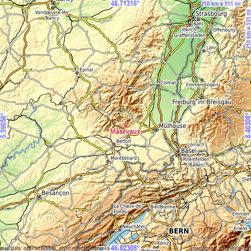 Topographic map of Masevaux